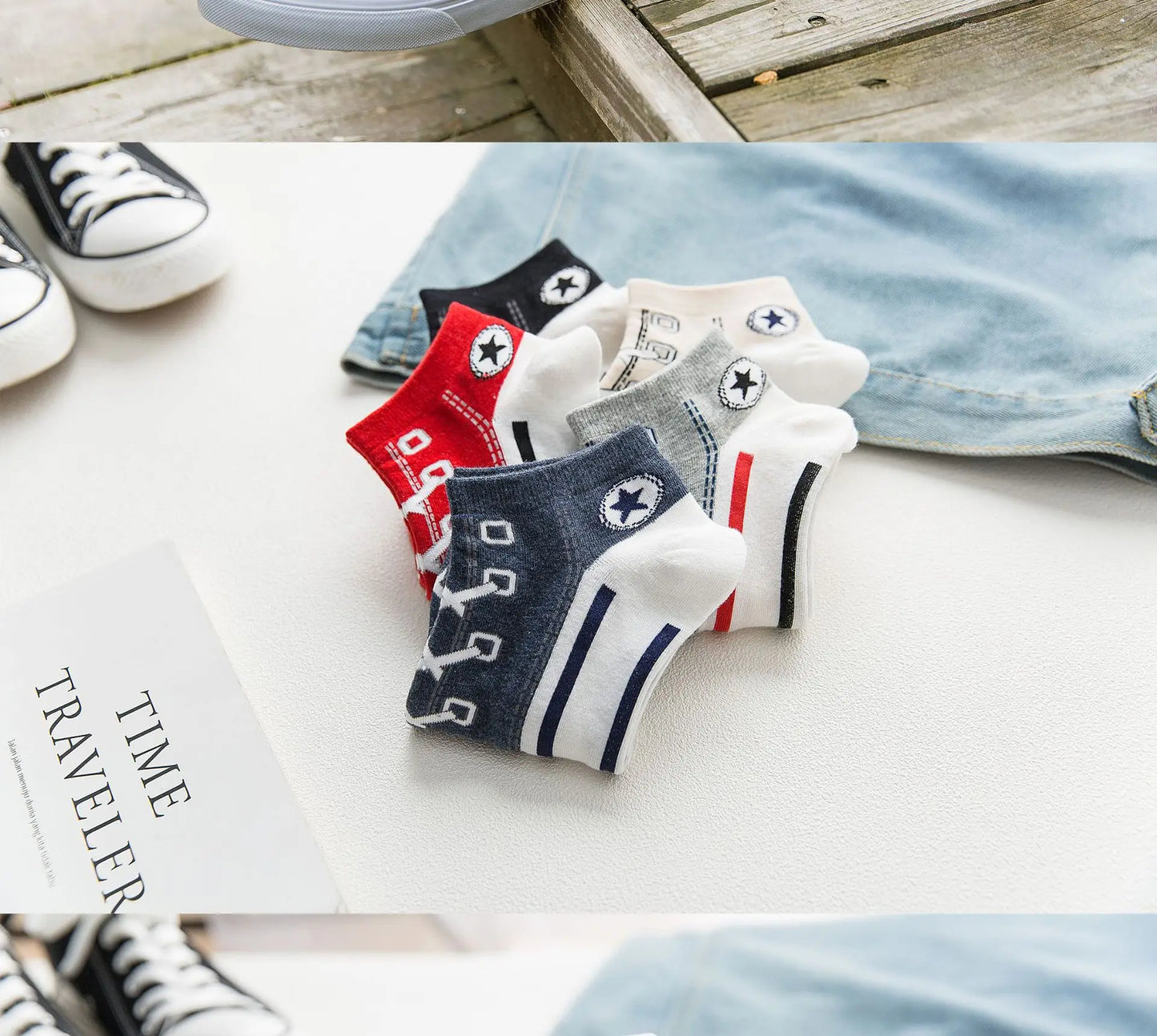 Men's Casual Denim Pattern Socks | Stylish Ankle Comfort