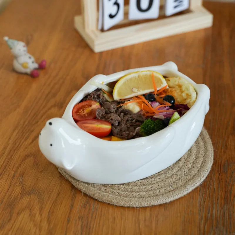 Bol de cerámica con forma de oso polar | Utensilios de cocina únicos para todos