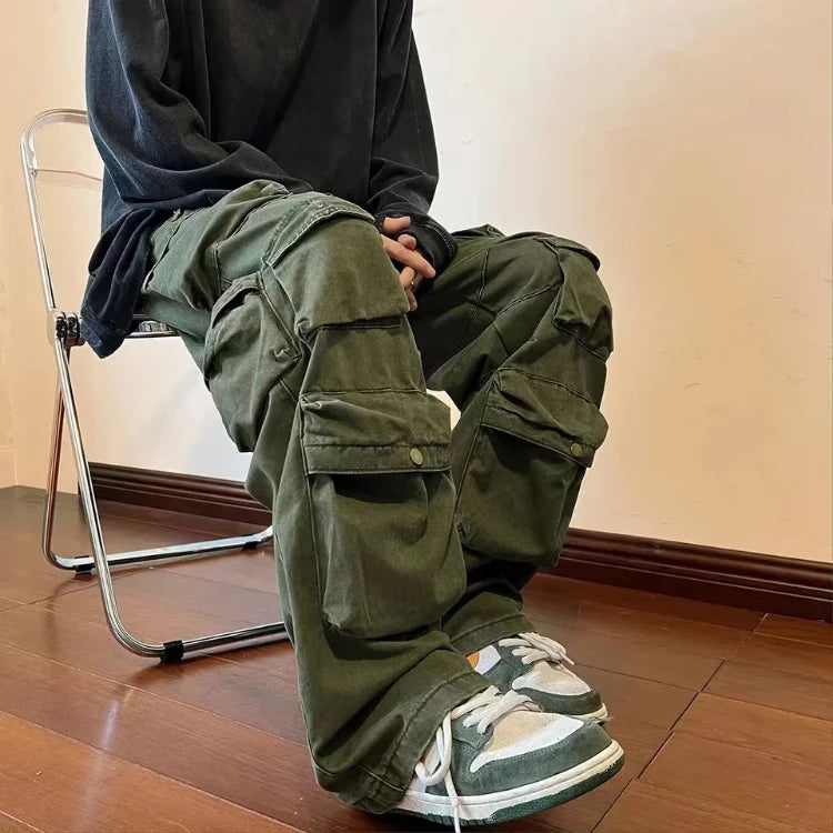 Men's Vintage Loose Wide Leg Cargo Pants | Stylish Streetwear