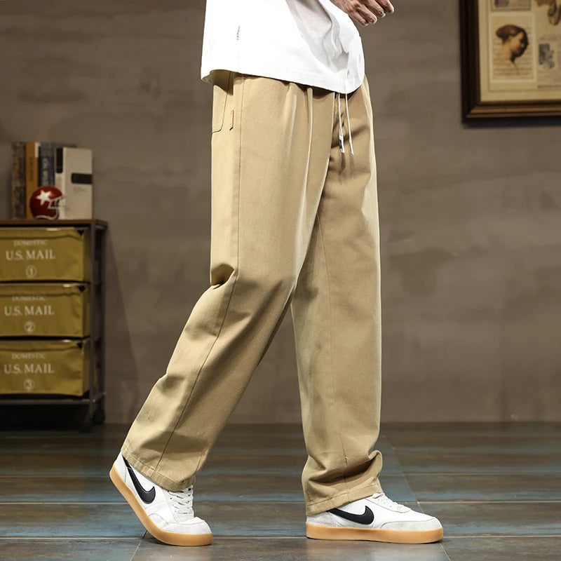 Comfortable Loose Men's Trousers | 100% Cotton Khaki Pants