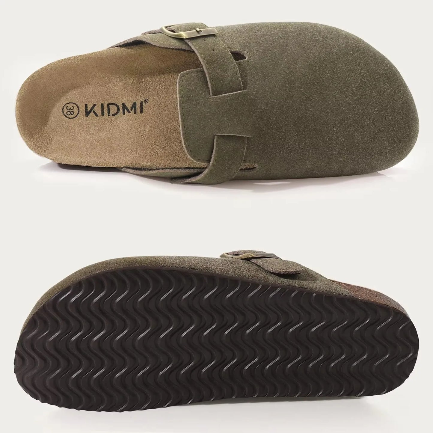 Women's Genuine Leather Clogs with Cork Footbed | Slip-On Comfort Slippers