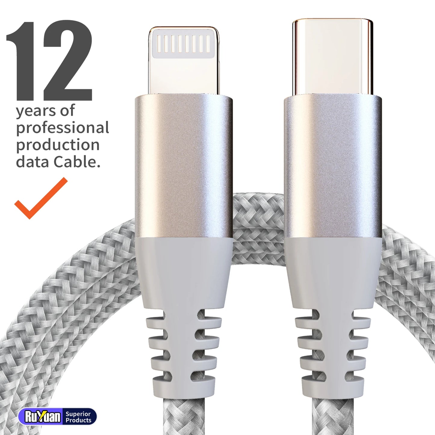 MFI Certified Fast Charging USB-C to Lightning Cable | 20W Nylon Braided