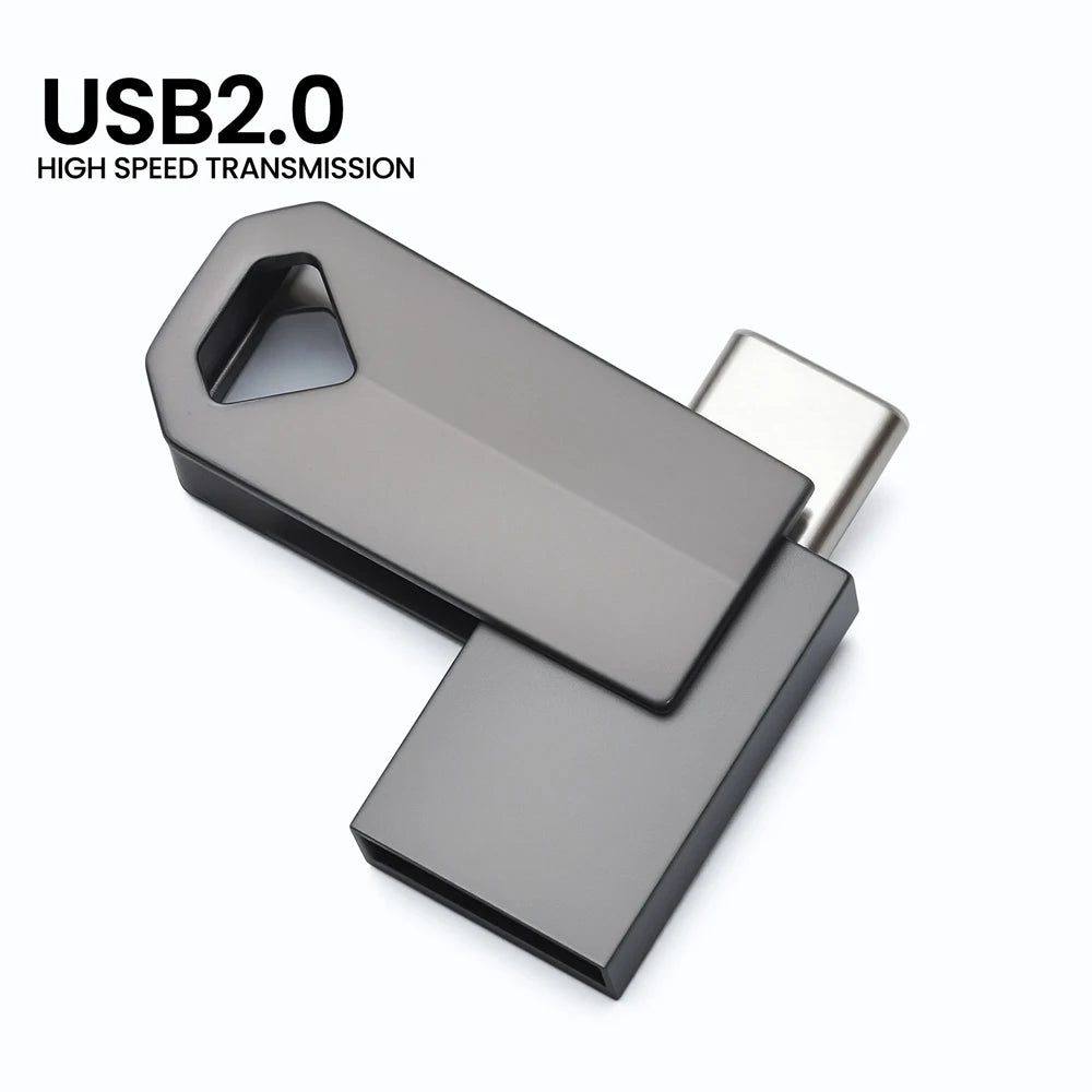 2-in-1 Mini Type C Metal USB Flash Drive | Creative Gift Options