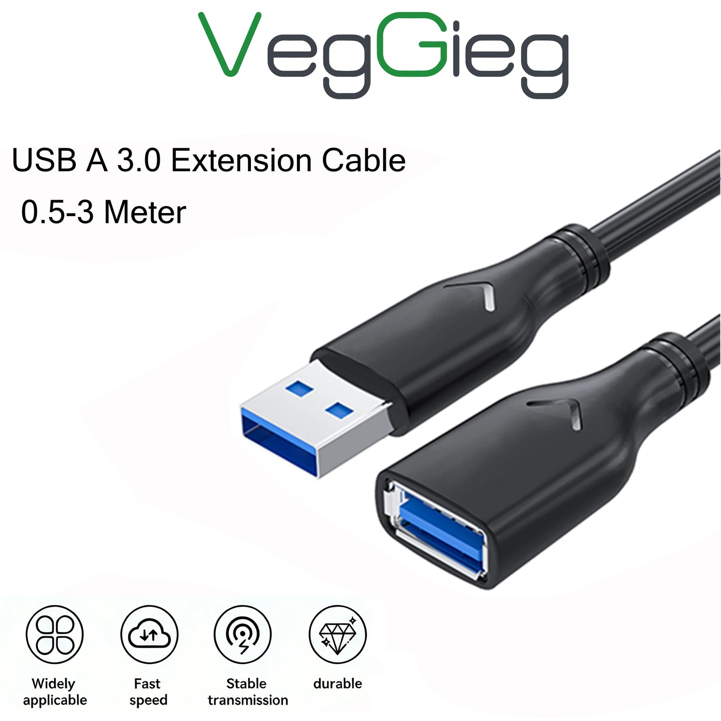 High-Speed USB 3.0 Extension Cable Male to Female for Devices