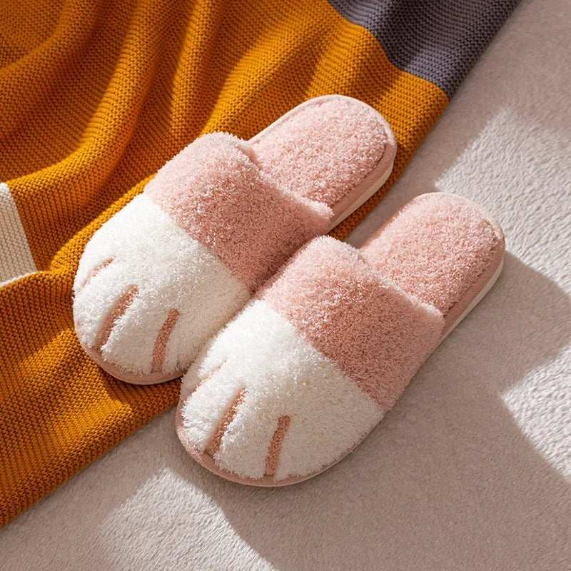 Pantuflas afelpadas de pata de gato para mujer | Zapatillas cómodas de invierno para interiores