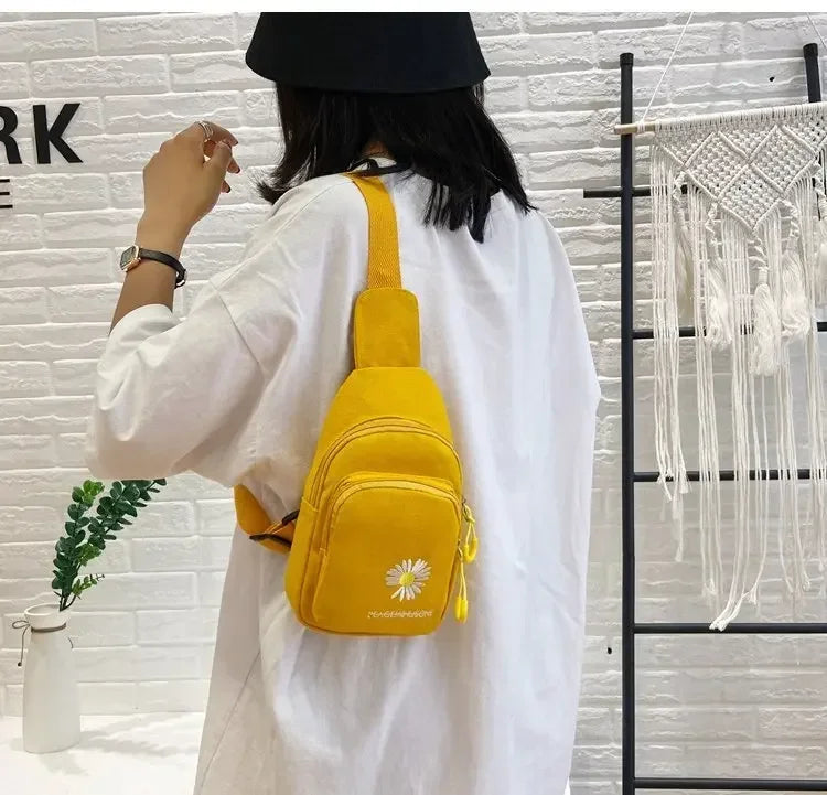 Stylish Embroidered Canvas Chest Bag | Women’s Daily Crossbody Bag