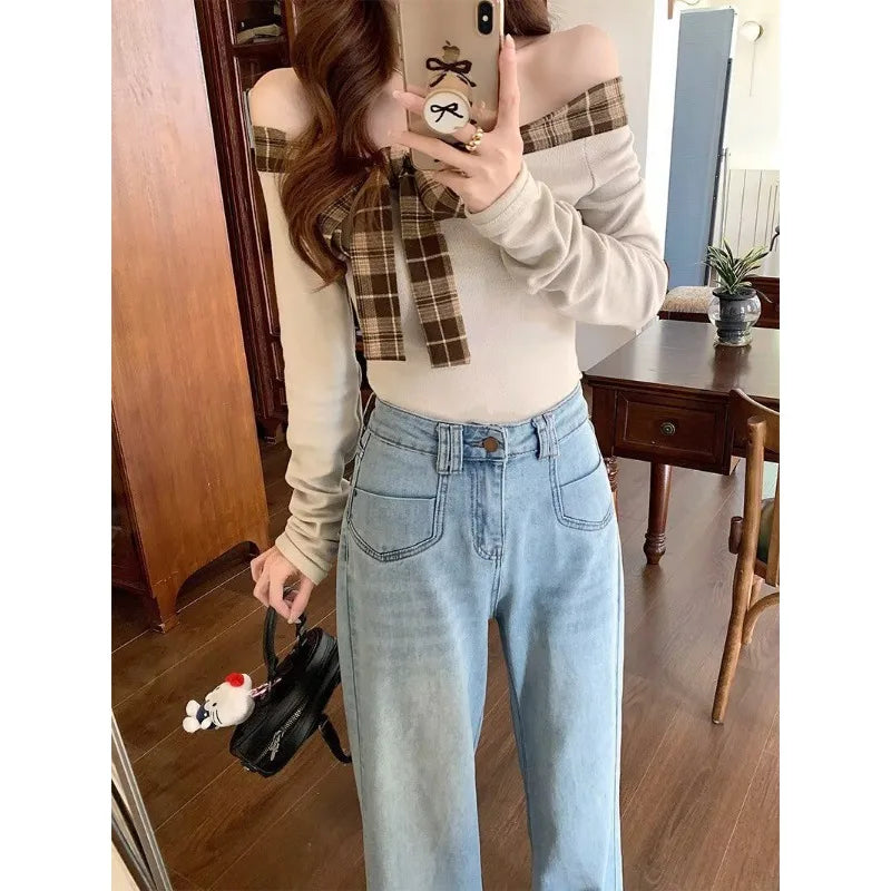 Women's High Waist Wide Leg Jeans | Comfortable Vintage Denim Pants