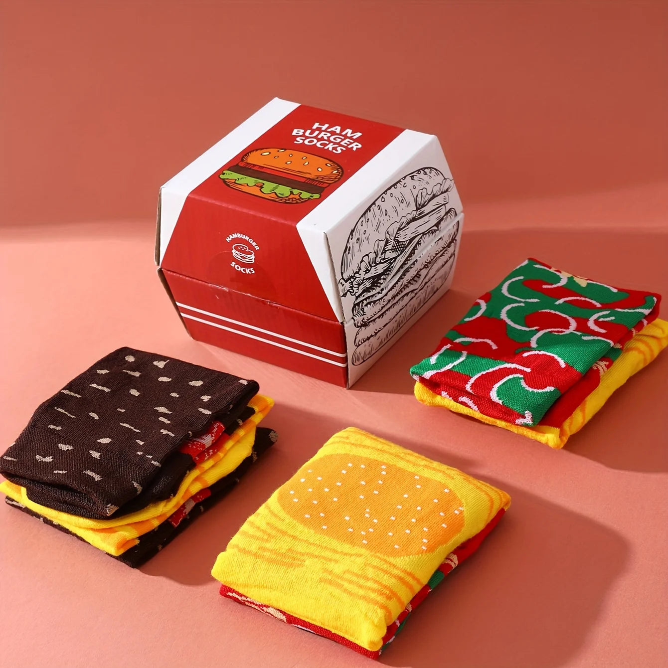 Colorful Halloween Burger Socks for Men and Women | Fun & Cozy
