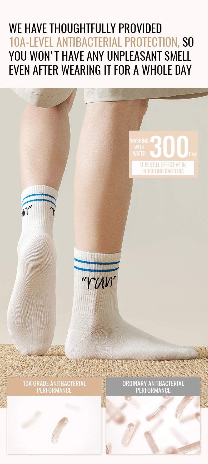 MiiOW Trendy Stripe Letter Sock Men Teen Athletic Sport Sock Moisture Wicking Anti Odor Warm Winter Crew Sock Long Staple Cotton