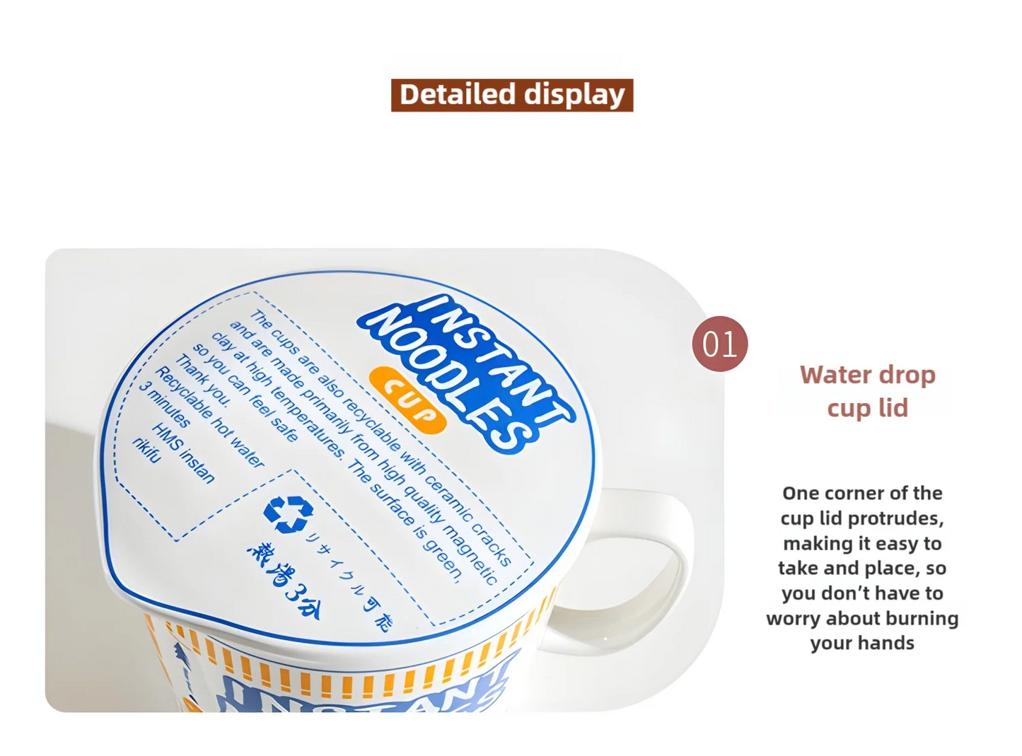 Cuenco de ramen de gran capacidad con asa | Elegante cuenco de cerámica para fideos
