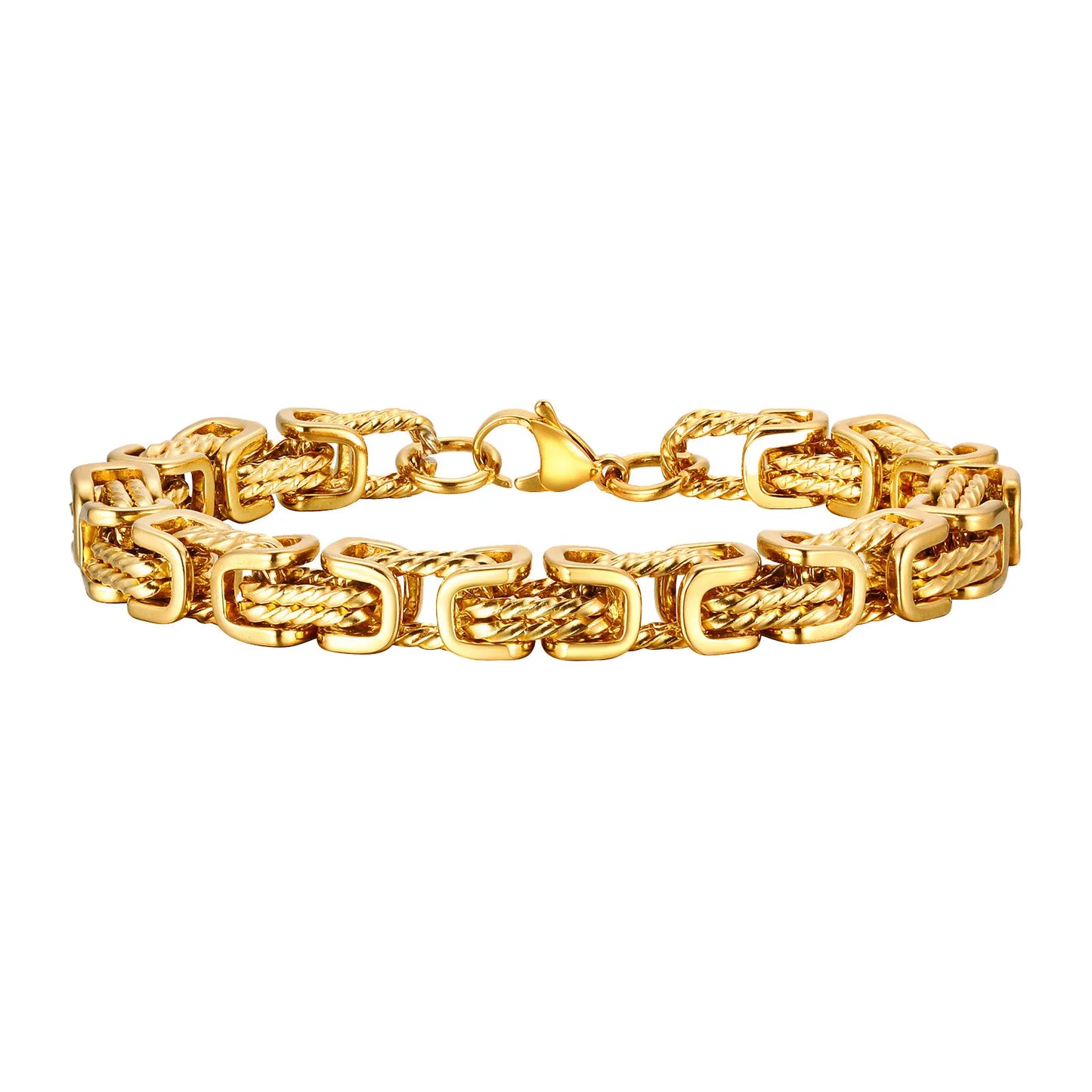 Stainless Steel Byzantine Bracelet | Vintage Style Chain Wristband