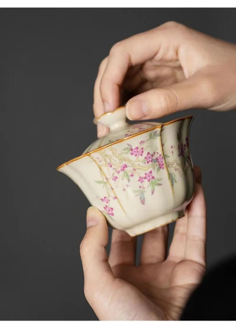 Retro Ceramic Tea Brewing Cup Set | Elegant Anti-Scald Teacup