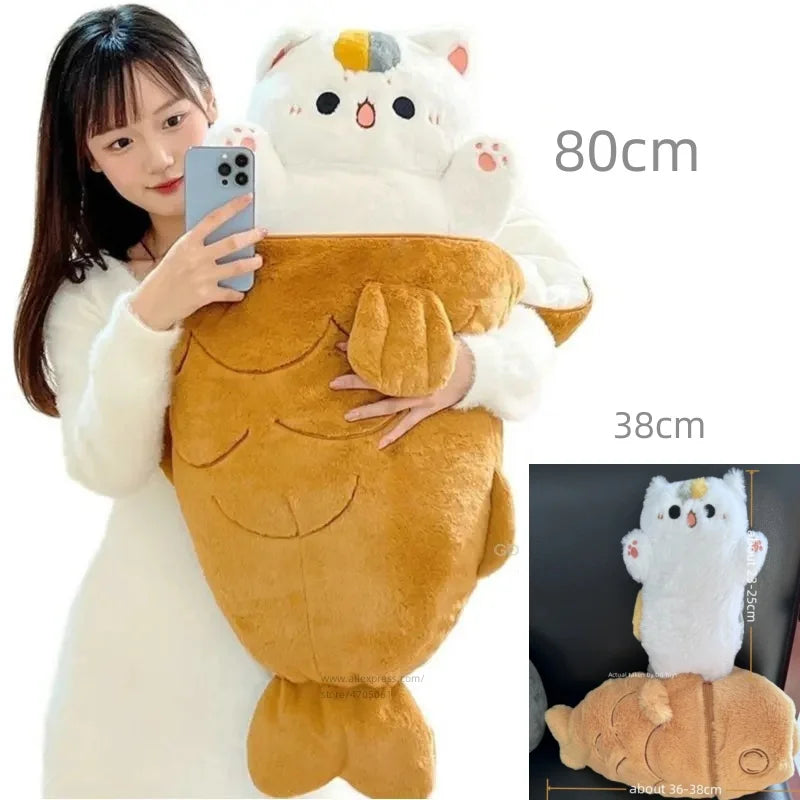 Kawaii Taiyaki Cat Plush Toy | Adorable Cushion Bag Animal Pillow