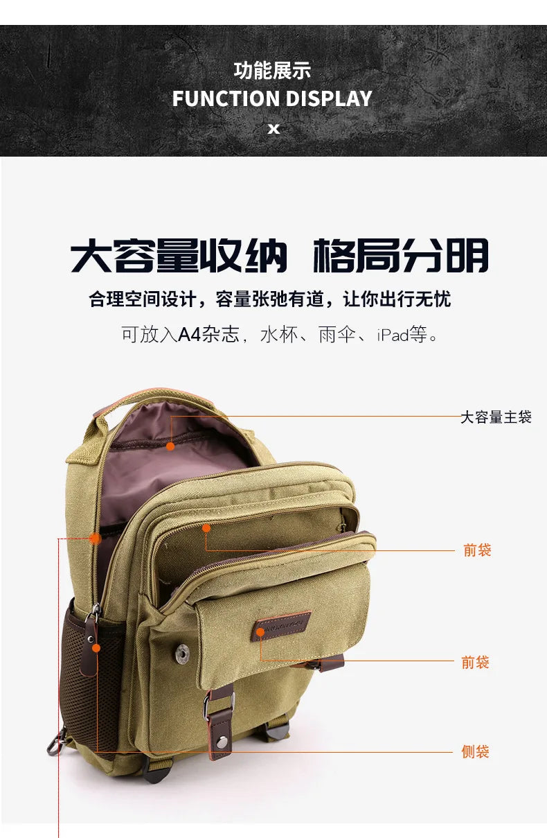 Multifunctional Canvas Chest Bag | Sleek Travel Companion