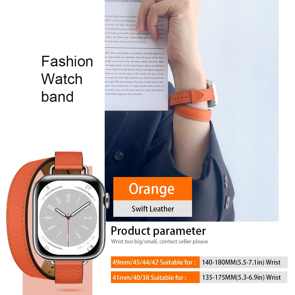 Stylish Double Tour Leather Watch Band for Women | 42mm & 41mm