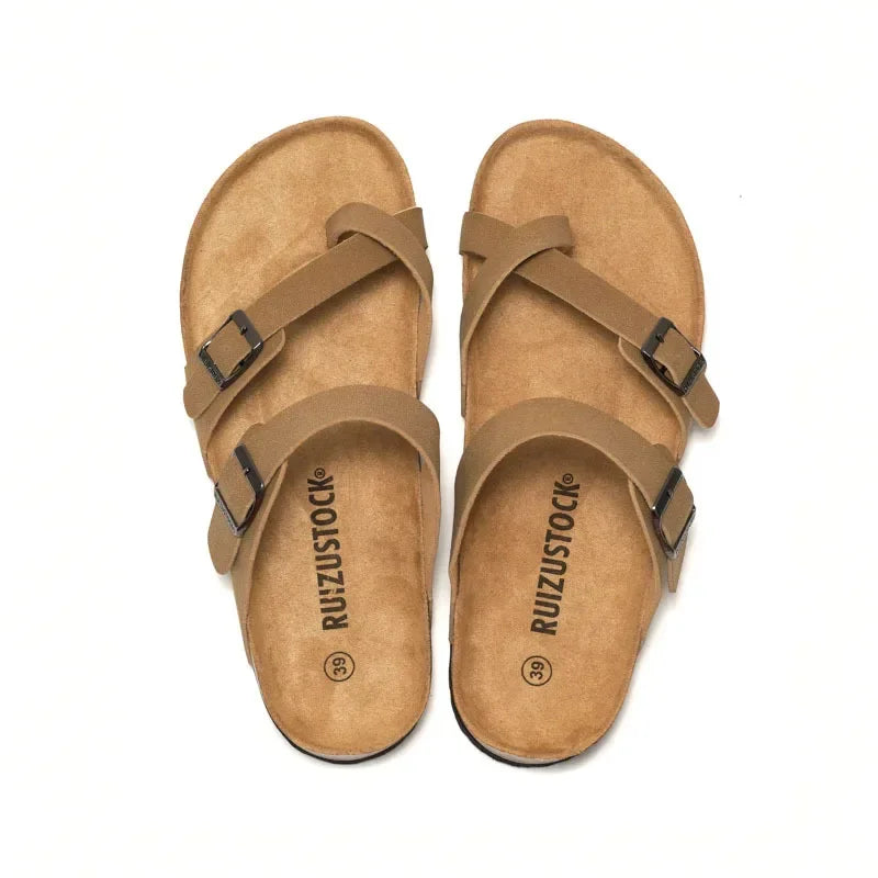 Men's Non-Slip Slippers with Cork Metal Buckle | Waterproof Outdoor Wear