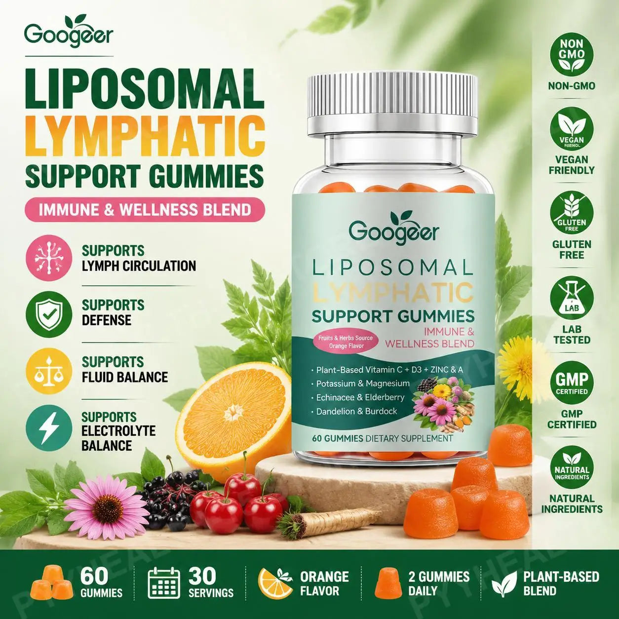 Liposomal Herbal Lymphatic Support Gummies | Immune Boosting Formula