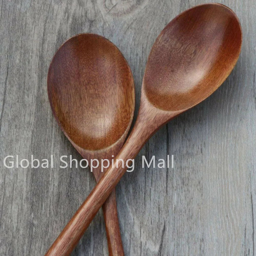 Cucharas de Sopa de Madera Ecológicas | Juego de 6 Utensilios de Mango Largo