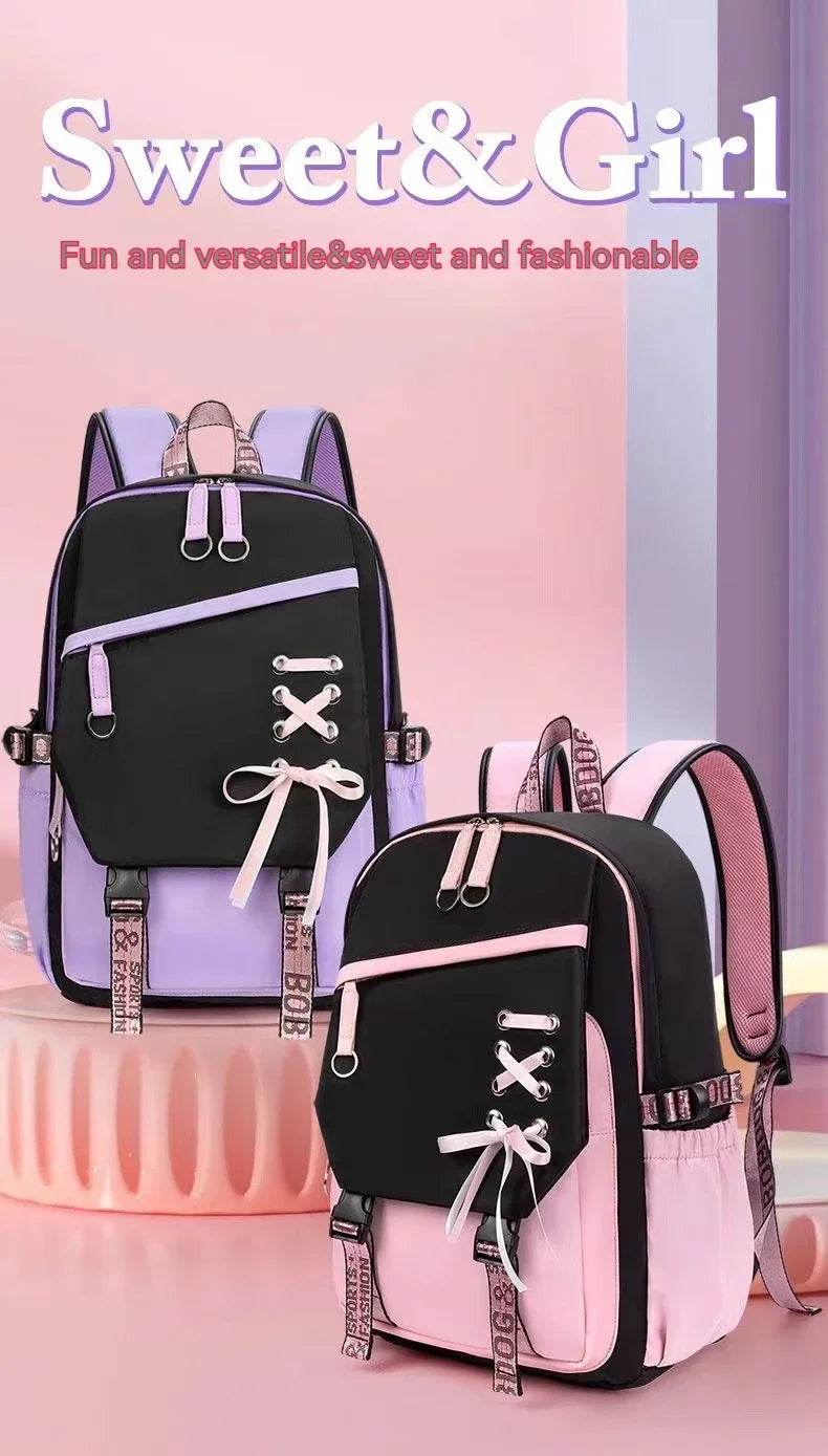 Cute Nylon Schoolbag Backpack for Teenagers | Durable & Stylish