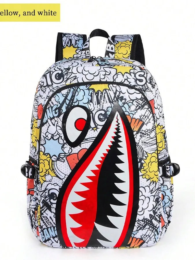 Large Capacity Waterproof Retro Shark Backpack for Outdoor Use