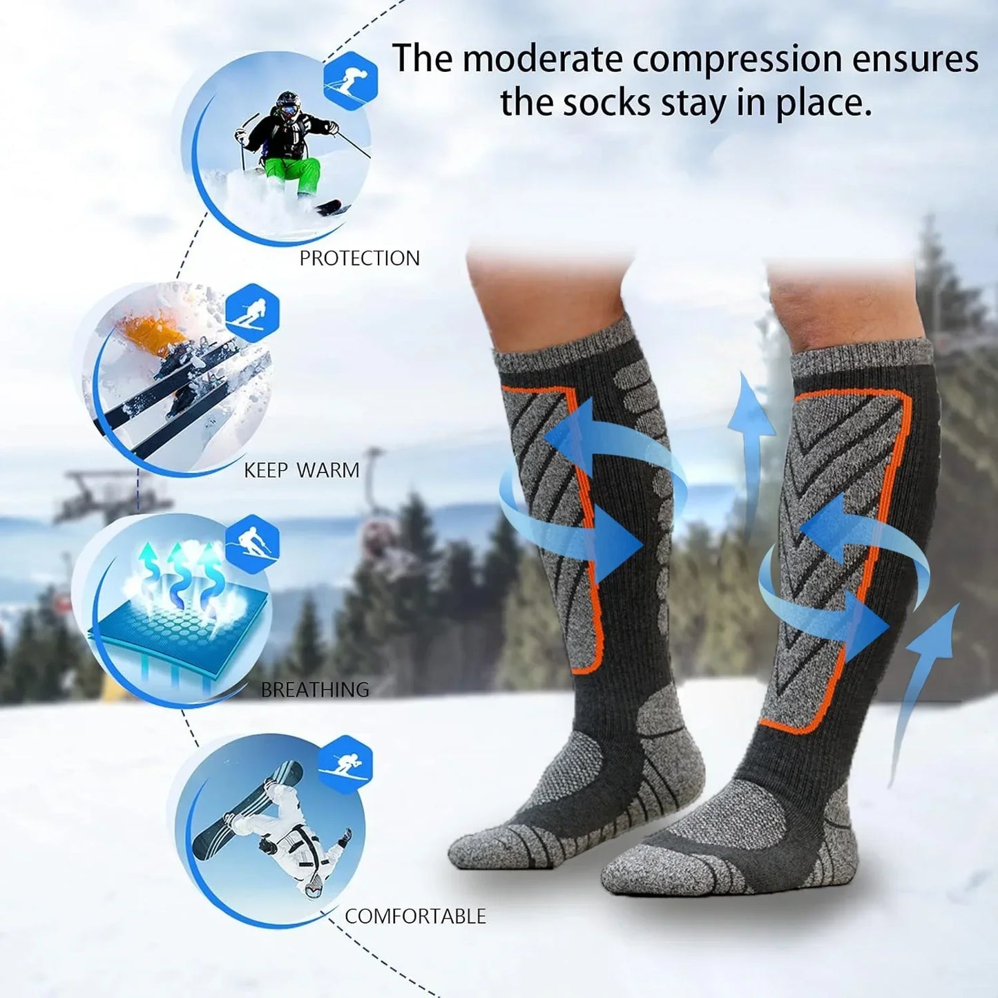 Unisex Compression Knee High Ski Socks | Essential Outdoor Gear