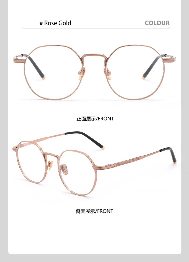 Ultra-Light Titanium Round Frame Glasses | Customizable Multi-Focus