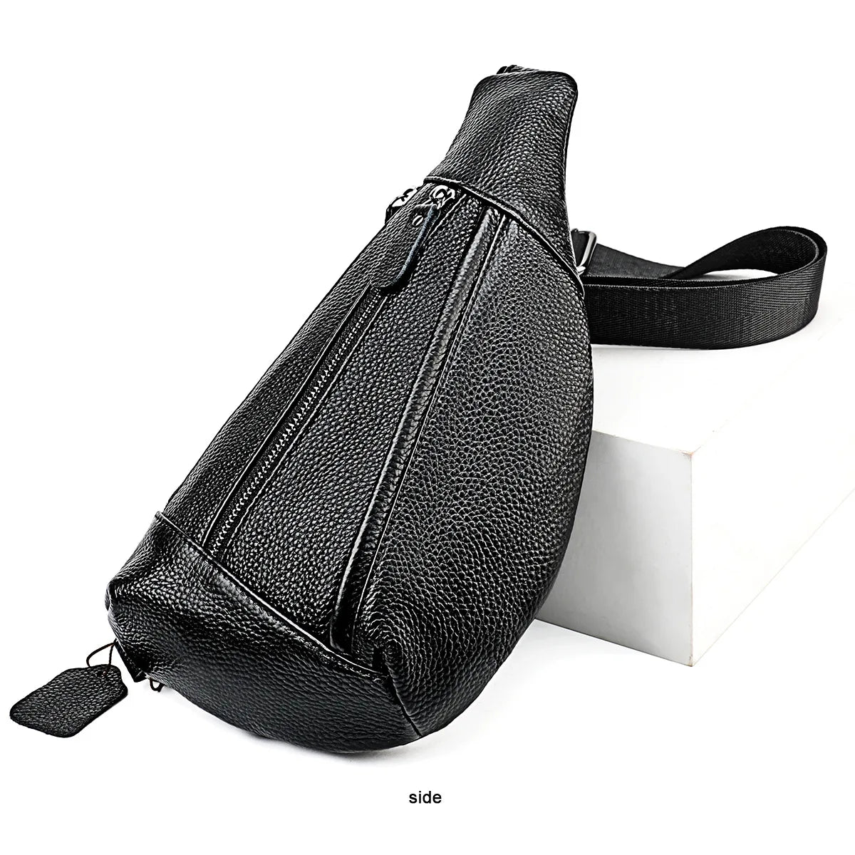 Men's Genuine Leather Chest Bag | Casual Triangle Crossbody Sling