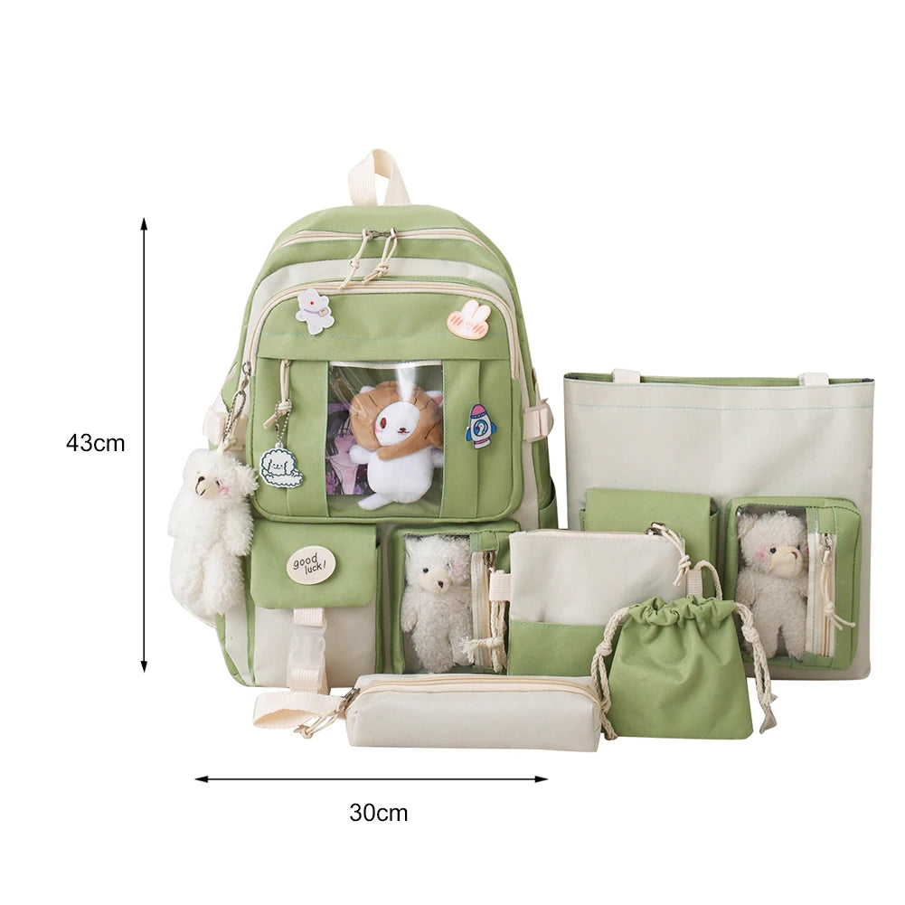 Kawaii Cute Backpack for Girls | Multi-Pockets School Bag