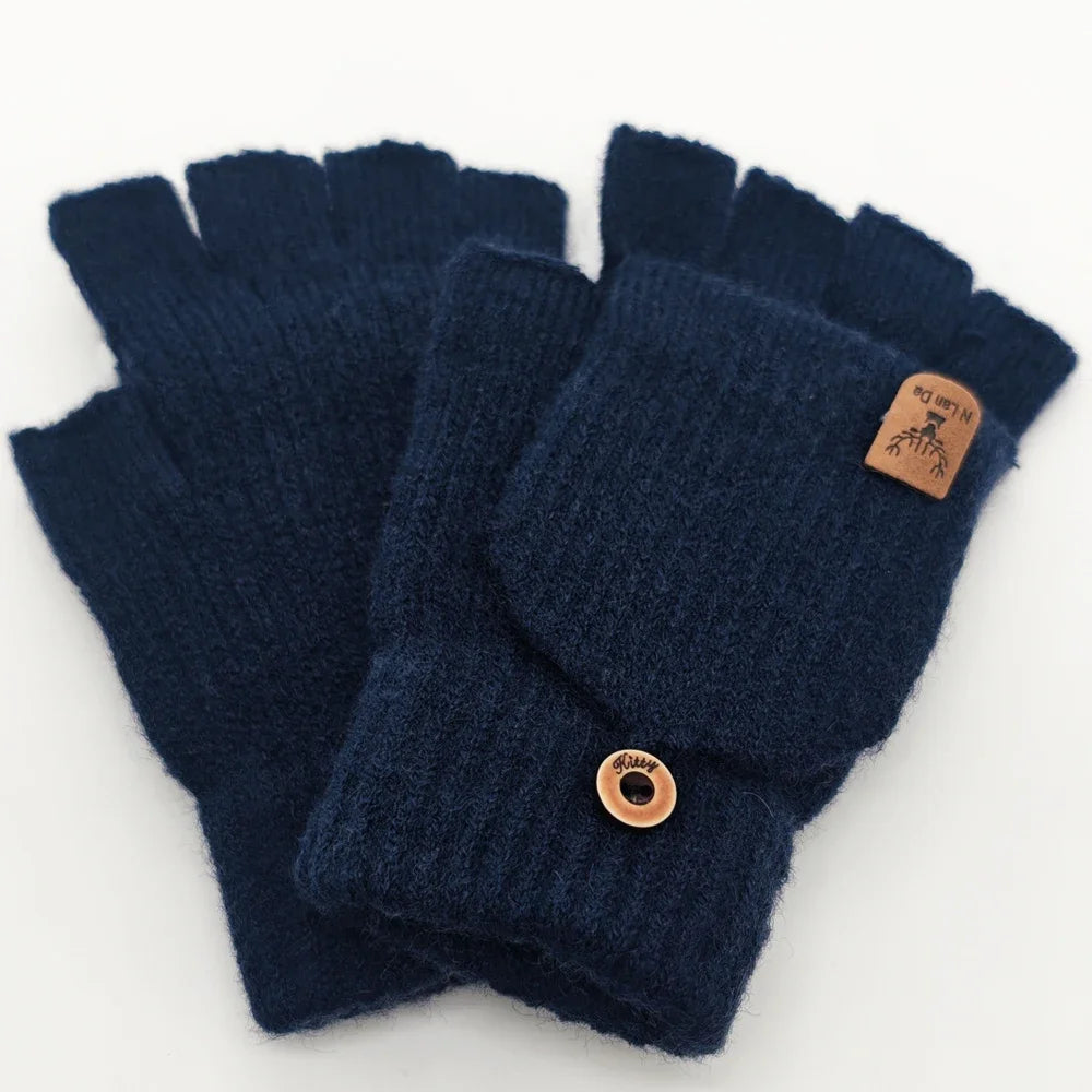 Half Finger Winter Gloves | Convertible Fingerless Mittens for All