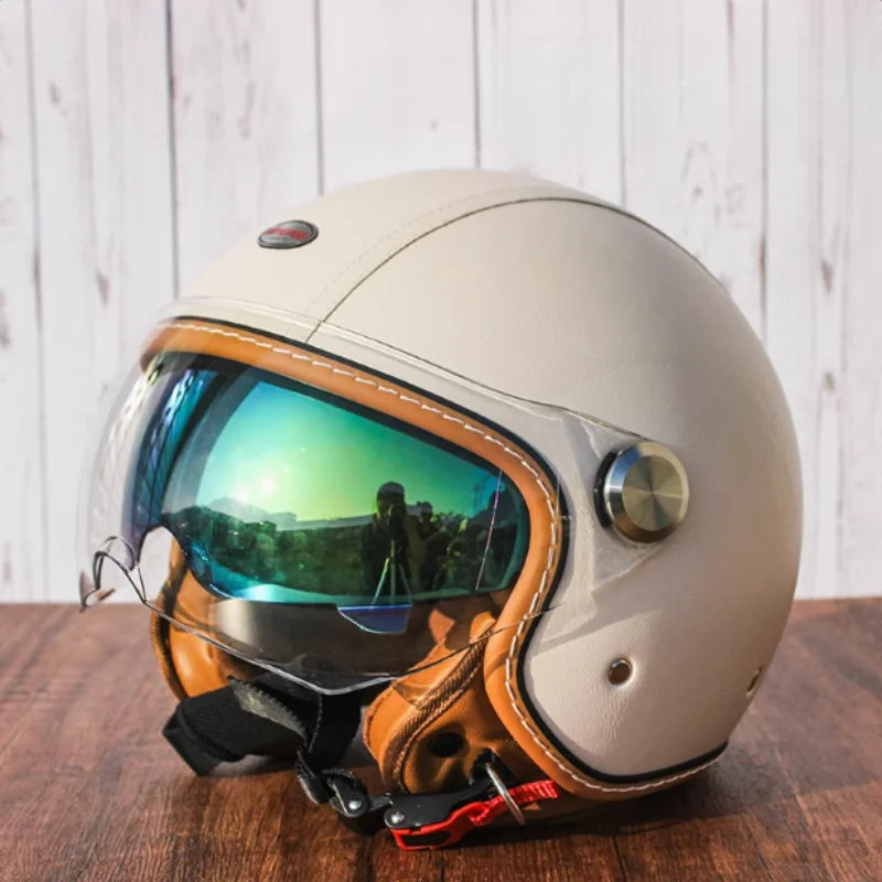 Retro Open Face Motorbike Helmet | Vintage Helmet for Riders