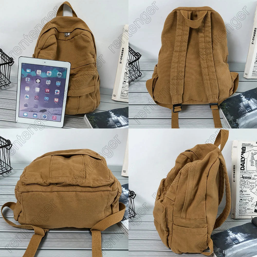 Stylish Vintage Fabric Backpack | Trendy & Functional Student Bag