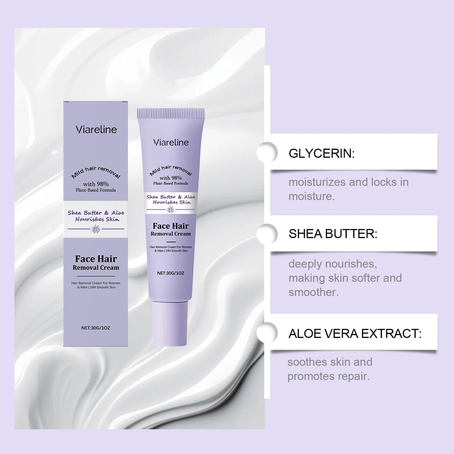Gentle Facial Hair Removal Cream | Painless Skin Care Solution
