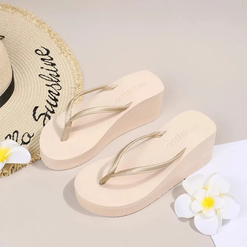 Chanclas de cuña con plataforma gruesa para mujer | Sandalias de verano con estilo