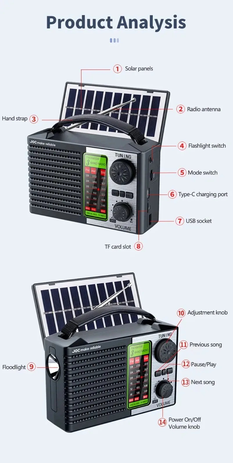 Portable Solar Bluetooth Speaker & Multi-band Radio | Outdoor Fun
