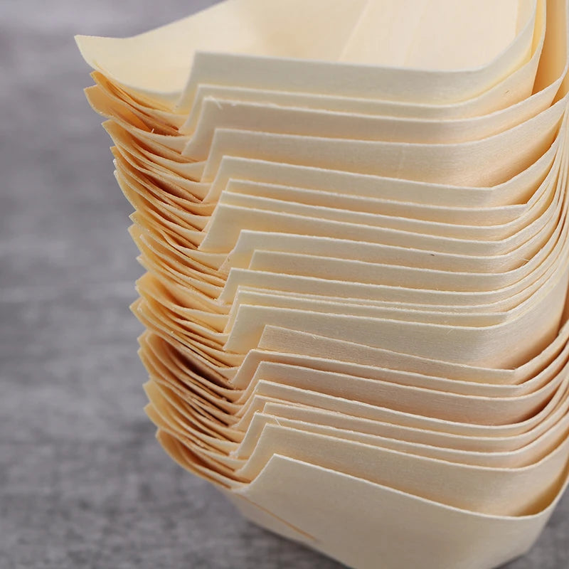 50 Platos Desechables de Madera para Sushi | Elegante Experiencia Culinaria