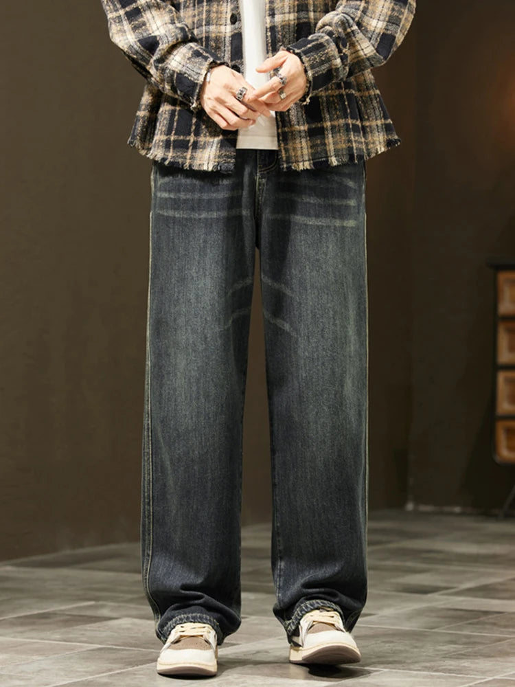 Men's Vintage Casual Jeans | Trendy Loose Fit Wide Denim Pants