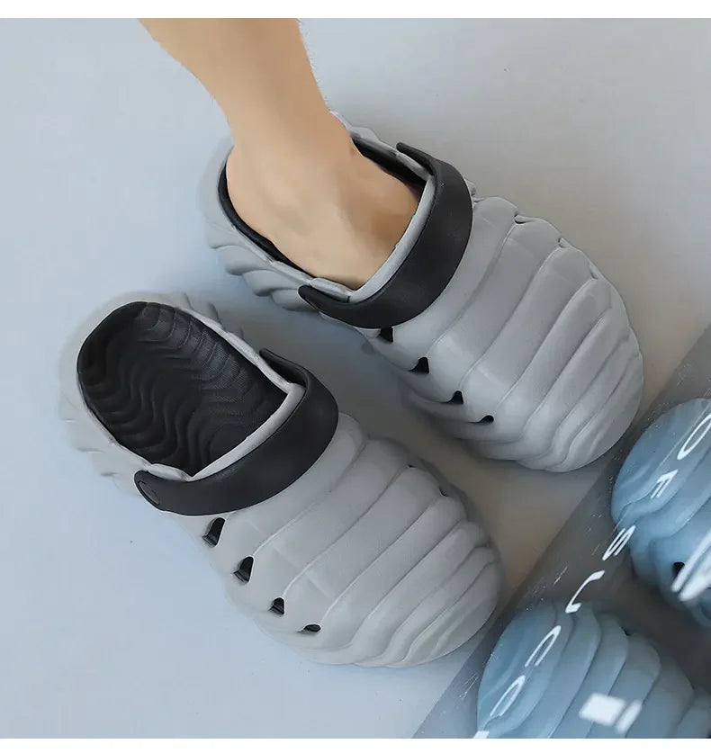 Men Fashion Closed Toe Beach Slippers Summer Trendy Casual Breathable Non Slip Slip on Street Daily Leisure Shoes