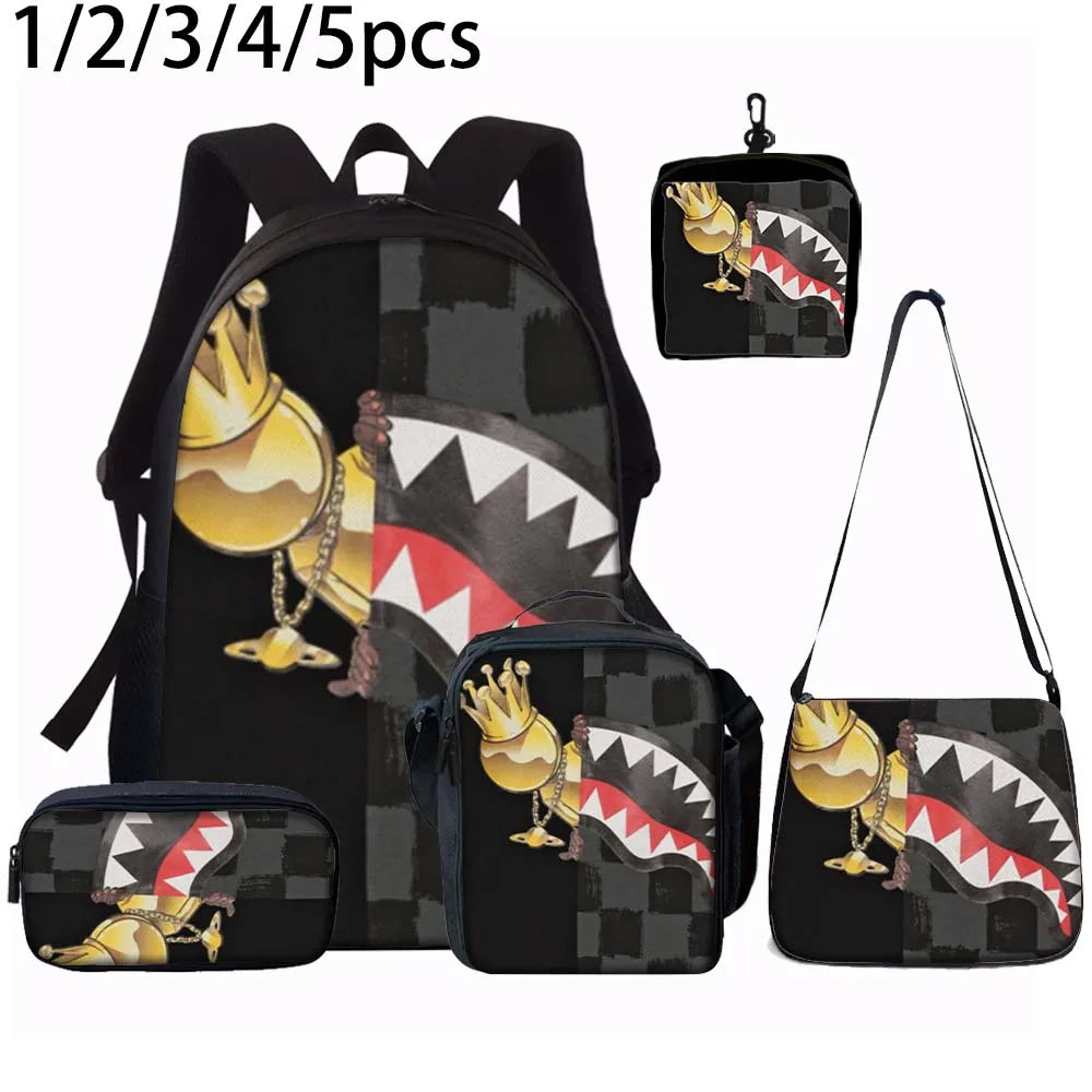 Trendy Shark Graphic Backpack Set | Ideal for School & Adventures