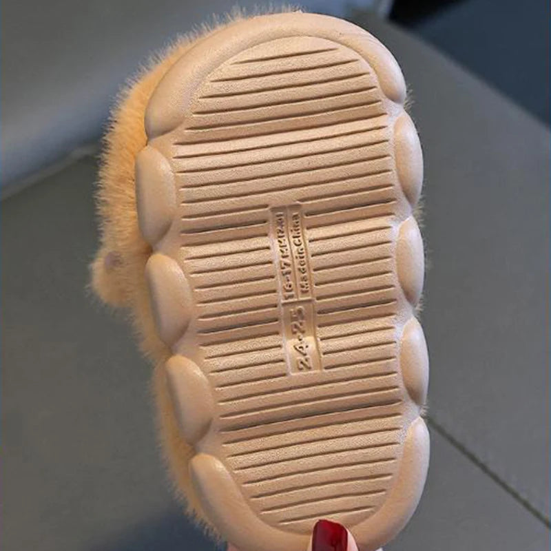Kids Capybara Plush Slippers | Warm Fuzzy Indoor House Shoes