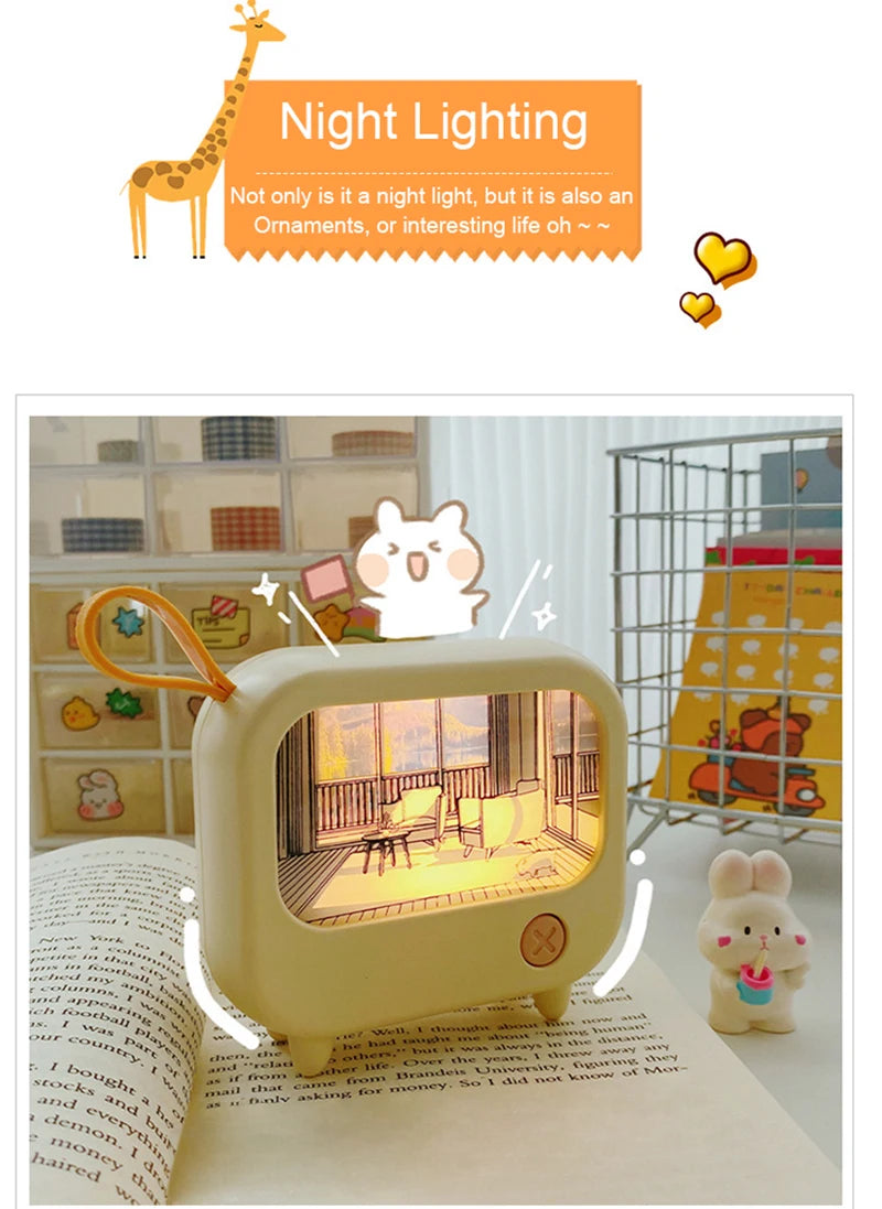 Cute TV Painting Night Light | Rechargeable LED Table Lamp for Kids