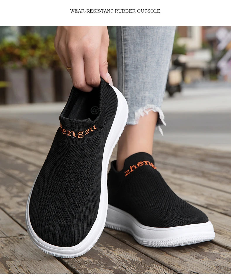 Unisex Wide Foot Sports Shoes | Breathable Slip-On Walking Sneakers