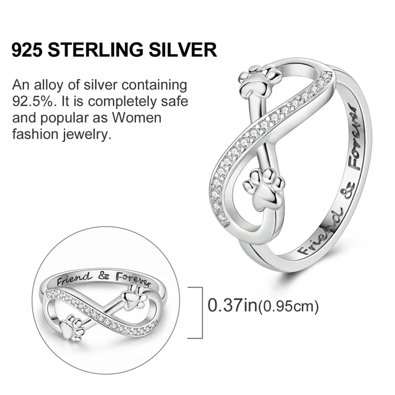 High-Quality 925 Sterling Silver Infinite Love Ring for Women