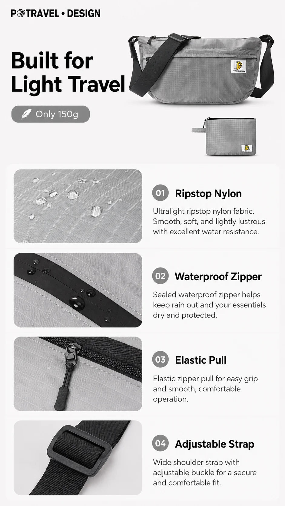 Ultralight Waterproof Crossbody Sling Bag for Travel & Daily Use