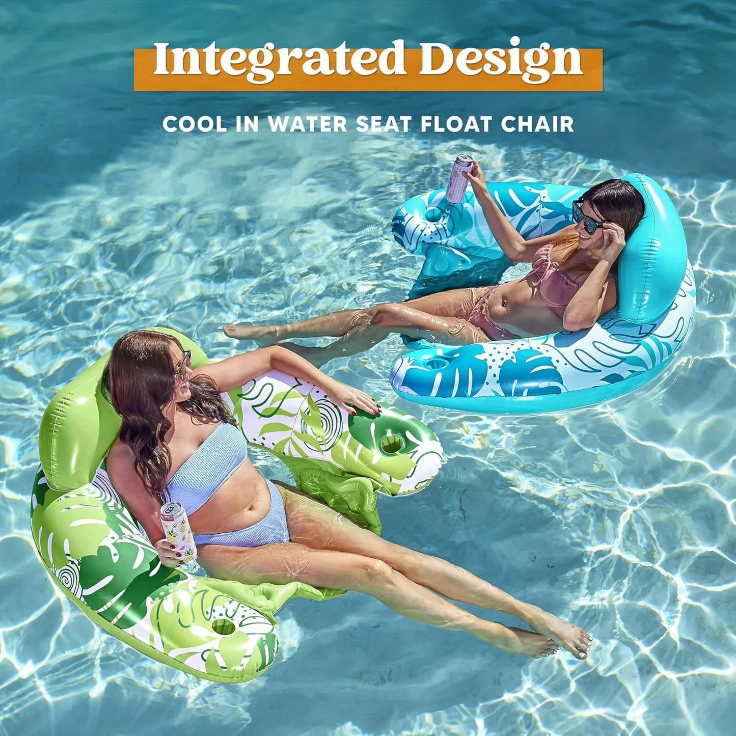 Inflatable Pool Chairs with Cup Holders | Summer Water Fun