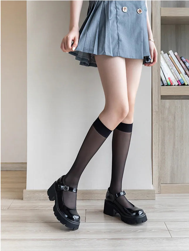 Ultra-Thin Transparent Nylon Mesh Stockings | Summer Knee High Socks