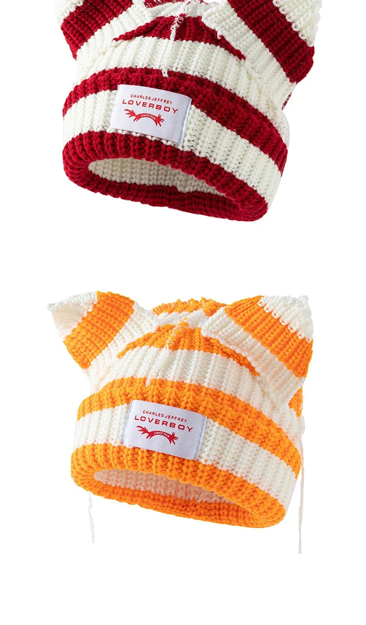 Unisex Cat Ear Beanie | Warm Crochet Knitted Skullies Hat