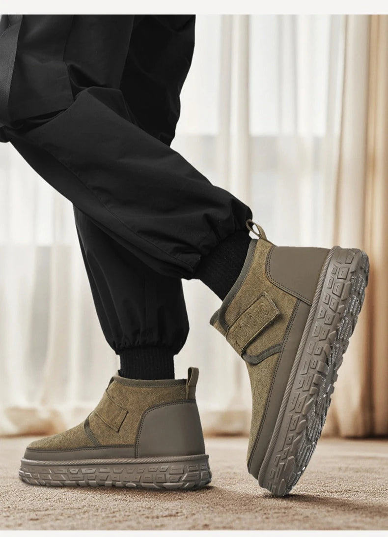 Men's Warm Fleece Lined Snow Boots | Mid-Calf Ankle Winter Shoes