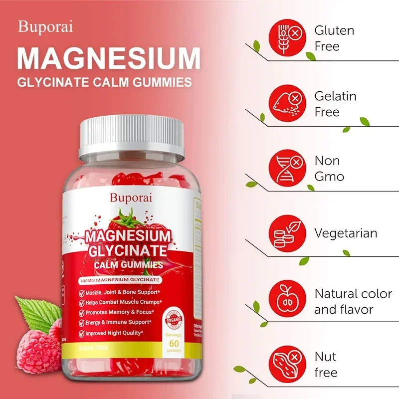 Magnesium Glycinate Gummies for Sleep & Muscle Relief | Relaxation Boost