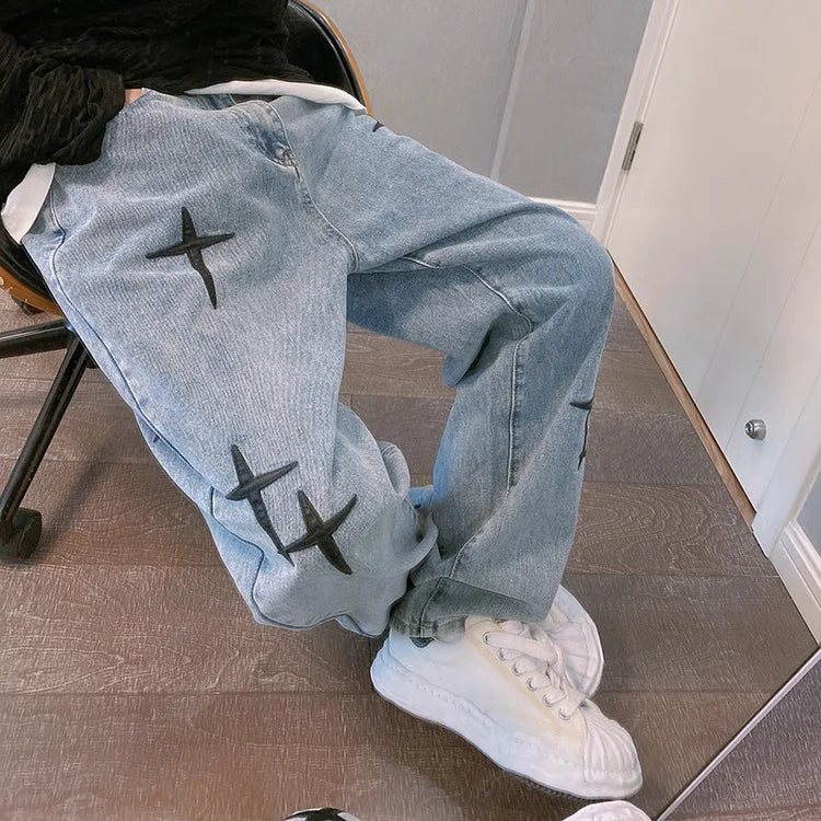 Men's Casual Wide Leg Jeans | Trendy Streetwear Denim Pants