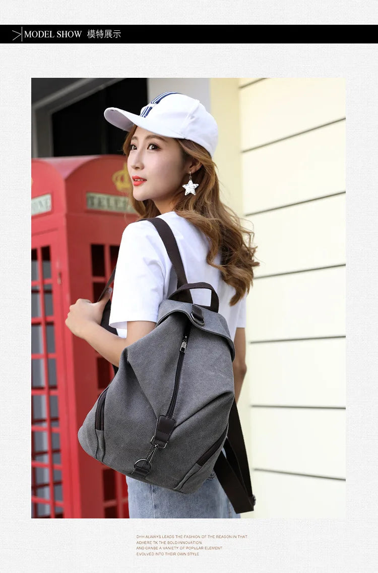 Stylish Vintage Canvas Women Backpack | Fashionable Casual Bag